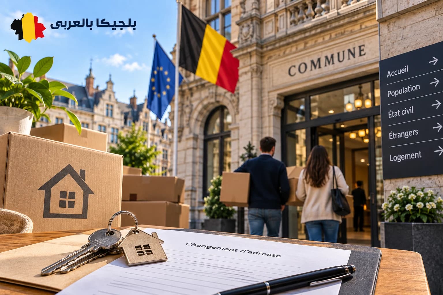 الانتقال إلى منزل جديد في بلجيكا وإجراءات التصريح بتغيير العنوان لدى البلدية