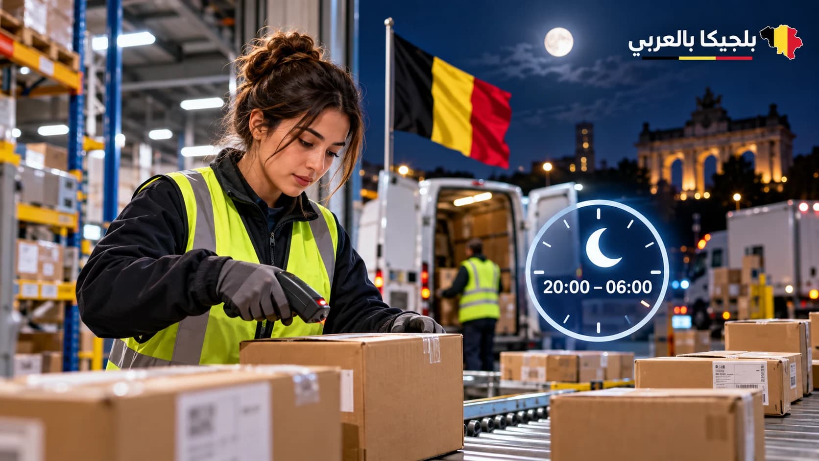 عامل يعمل ليلاً في بلجيكا ضمن موضوع يشرح تغييرات العمل الليلي وتعويض Prime de nuit في 2026