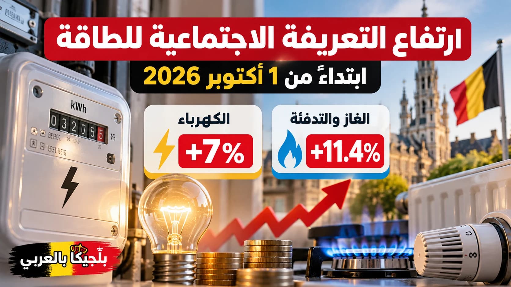 ارتفاع التعريفة الاجتماعية للكهرباء والغاز في بلجيكا ابتداءً من 1 أكتوبر 2026