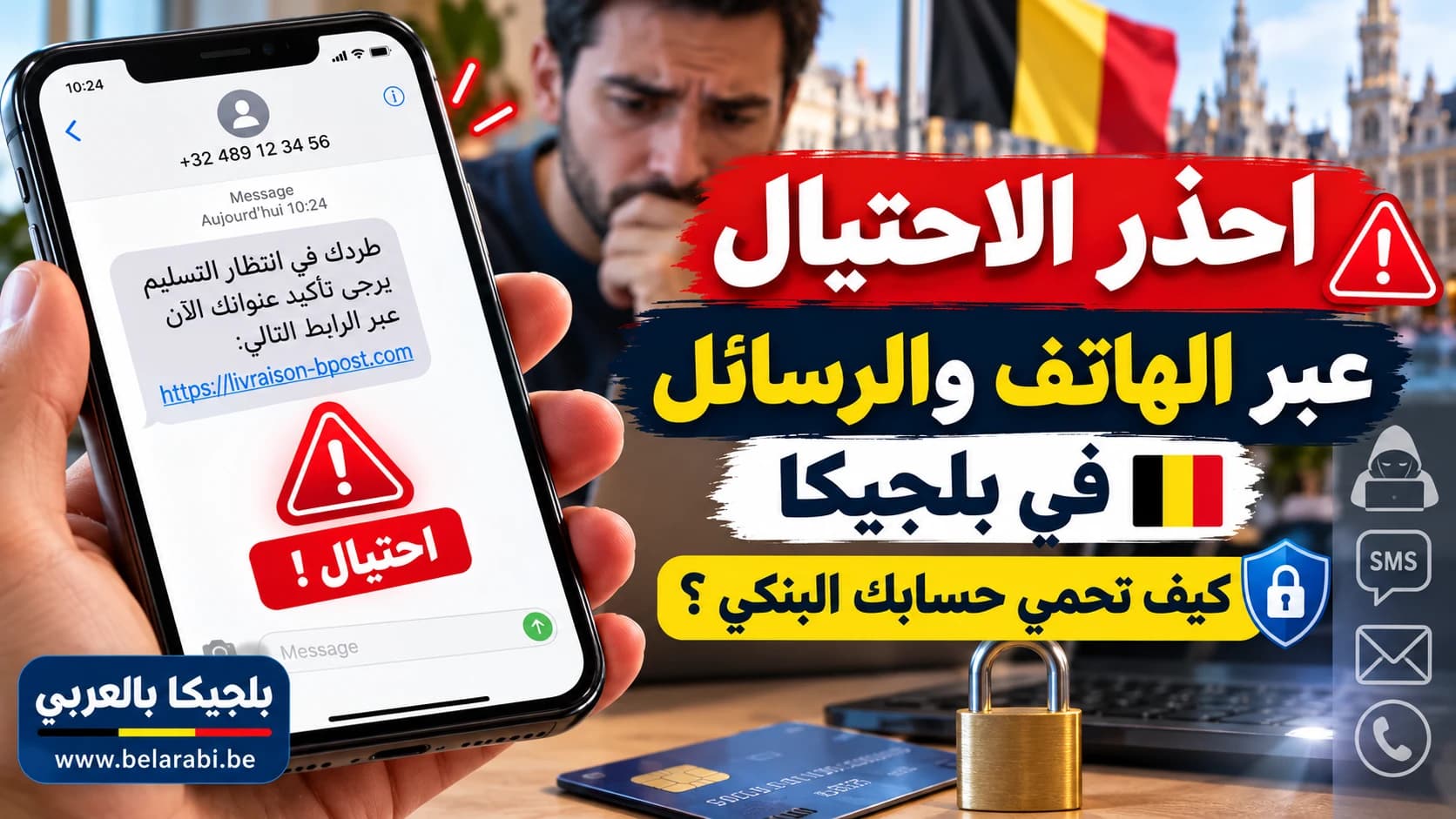 تحذير من الاحتيال عبر الهاتف والرسائل النصية في بلجيكا وسرقة البيانات البنكية، مع شرح طرق الحماية والإبلاغ إلى Safeonweb.