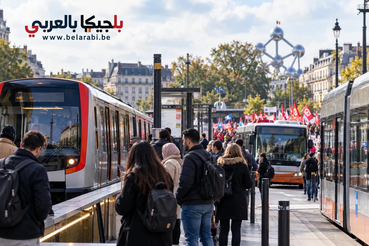 إضراب 9 أكتوبر 2026 واضطرابات مترو وترام وحافلات STIB في بروكسل.
