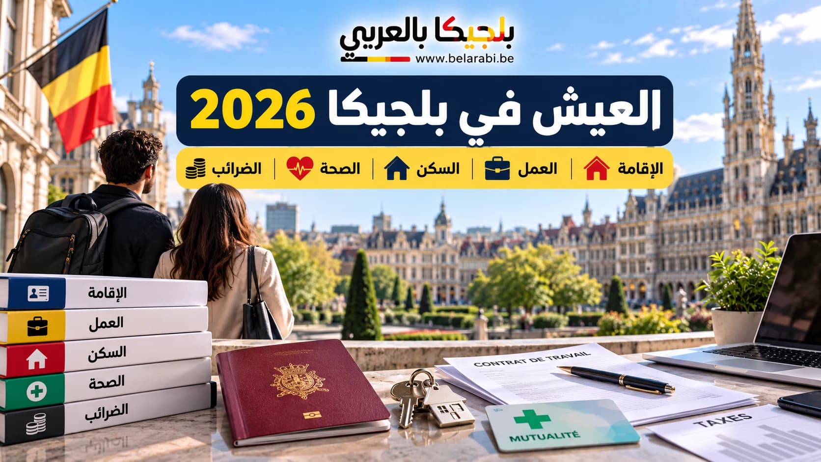 دليل العيش في بلجيكا 2026 للمقيم الجديد حول الإقامة والعمل والسكن والصحة والضرائب.